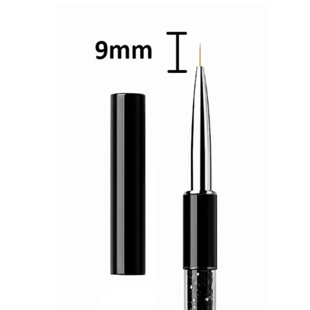 Pędzelek do zdobień paznokci BLACK 9 mm – precyzyjny liner z osłonką | NILO Perfect Nails